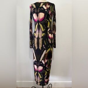 Jean Paul Gaultier Fuzzi Designer Sheer Butterfly Tattoo Y2K Bodycon Dress